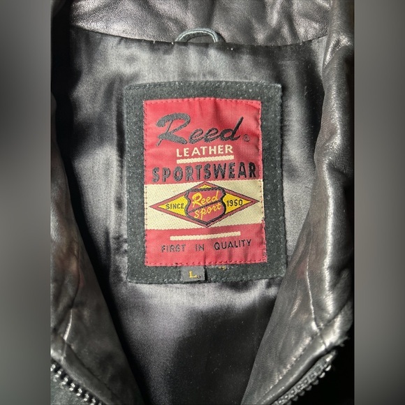 Reed Sportswear Men’s Large Black Suede Leather Biker  Full‎ Zip Jacket EUC - Picture 4 of 8